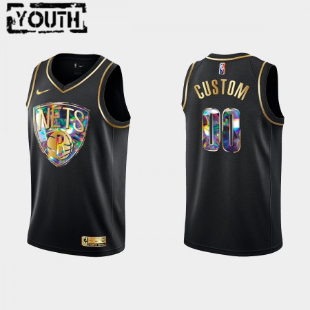 Maillot Basket Brooklyn Nets Personnalisé Nike 2021-22 Noir Golden Edition 75th Anniversary Diamond Swingman - Enfant
